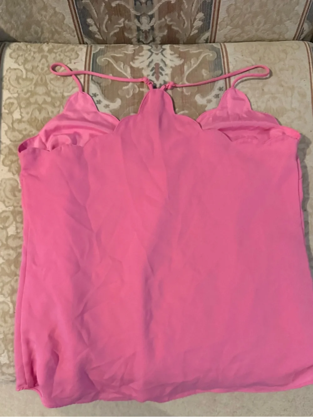 J crew pink polyester scalloped fully lined camisole